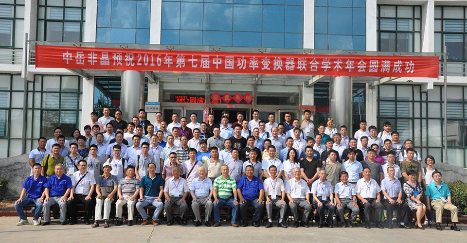 与会代表在中岳非晶公司前合影留念